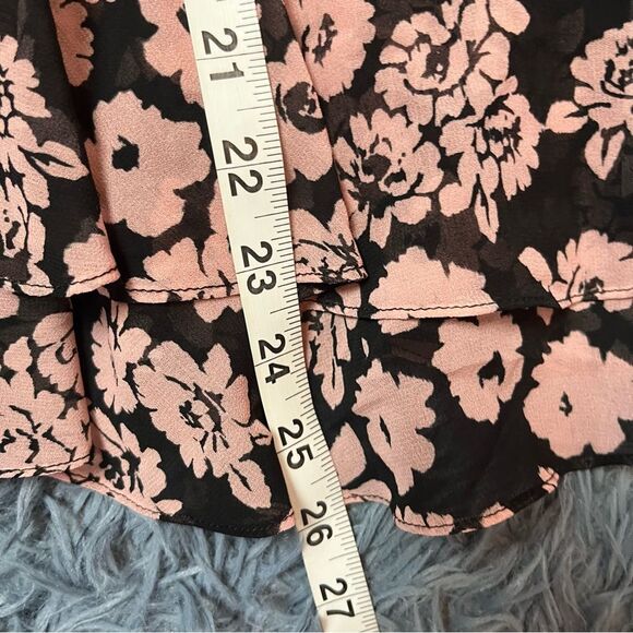 MILLY Black Blush Pink Floral Print Flare Tank Top Size 4 - Picture 6 of 7